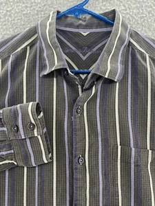 Tommy Bahama Long Sleeve 100% Silk Button Up Shirt Mens Size Large Stripe READ - Picture 1 of 18
