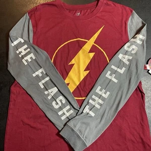 (NEW w Tag) Adult Large The Flash Superhero Movie Long Sleeve Shirt DC Comics L - Picture 1 of 7
