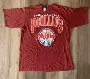 VTG 1991 Artex Philadephia Phillies MLB Baseball Capital Graphic T-Shirt SEE DIM - Picture 1 of 8
