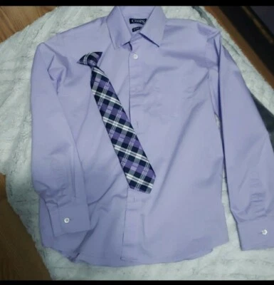 Мальчики фиолетовый фиолетовый Chaps 12 пуговицах платье рубашка с соответствующим галстук - Изображение 1 из 3