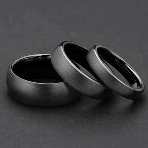 Ceramic Black Ring Brushed Matte 4mm 6mm 8mm Wide Engagement Wedding Men Jewelry - Picture 1 of 20
