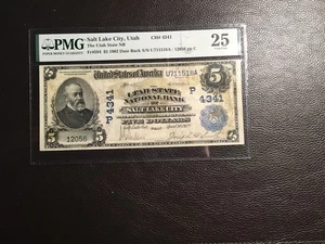 5. 1902 National Salt Lake City Utah PMG 25 Vf Paper Pull Substance Sig.Redrawn - Picture 1 of 3