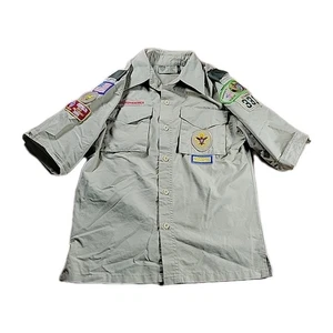 Boy Scouts Of America Youth Uniform Shirt Patches Beige Tan Medium - Picture 1 of 8