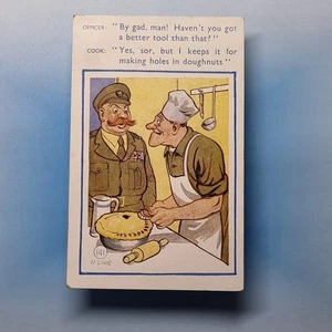 Postal de cómic 1965 cocinero del ejército dientes falsos pastelería agujeros donas H lima - Imagen 1 de 2