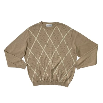 Vintage St Croix Sweater Mens M Biscuit Cotton Blend Diamond Knit Crew Made USA Foto 1 de 4