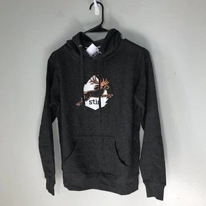 Stio womens XS charcoal gray hoodie sweatshirt jackalope print kangaroo pocket - Picture 1 of 6