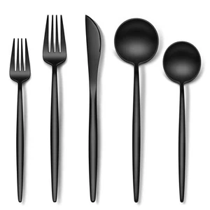 Juego de cubiertos negro mate 60 piezas, juego de cubiertos de acero inoxidable para 12, satélite... - Imagen 1 de 7