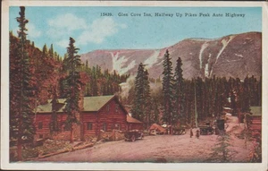 Cartolina in lino Glen Cove Inn Halfway up Pikes Peak Auto Highway CO. - Foto 1 di 2