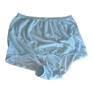 Bragas de abuela de cintura alta de nailon azul de los años 60 lencería transparente de encaje talla 6 O - Imagen 1 de 7