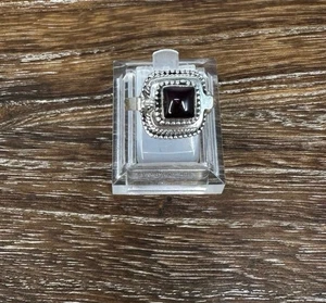 Sterling Silver Garnet Poison Pillbox Ring Sz 8.5 - Picture 1 of 10