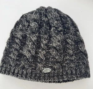 North Face Hat Beanie Black Gray White Chunky Knit Winter Women’s Thick Warm - Picture 1 of 7