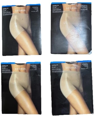 4*NUEVO y2k George Moda Control a Rayas Prendas para las piernas Café Medianas Paquete Antiguo Foto 1 de 4