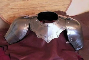 Medieval Knight Armor Pair Of Pauldrons And Neck Gorget Steel LARP Costume - Picture 1 of 4