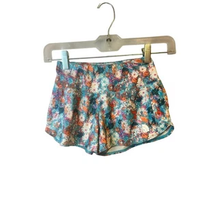 blue pink The North Face girls floral flashdry athletic shorts size XS 6 - Picture 1 of 6