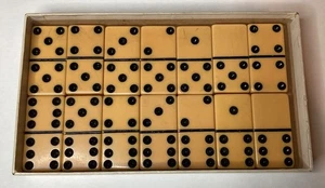 VTG PUREMCO JUMBO SIZE GIANT FACE EXTRA THICK 6/6 BUTTERSCOTCH DOMINOES NO. 1432 - Picture 1 of 15