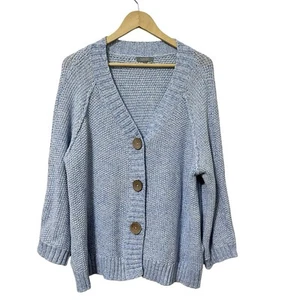 Habitat Chunky Knit Cardigan Size XL Blue Coastal Sustainable Boho Artsy - Picture 1 of 8