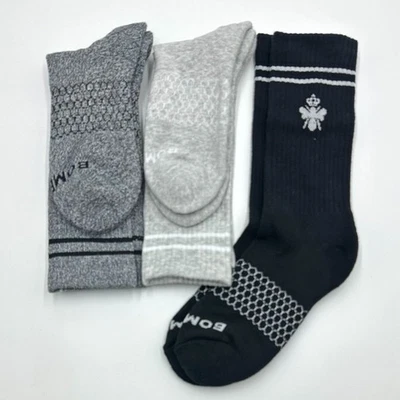 3 Pairs Women's Cushion Calf Socks Honeycomb BOMBAS Black Size Med 3 Colors Mix - Image 1 of 3