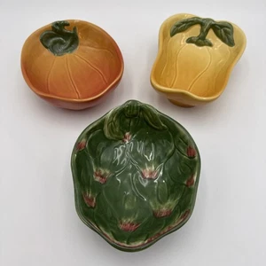 Williams Sonoma Jardin Potager Veggie Dip Bowl Set Of 3 Artichoke Pepper Pumpkin - Picture 1 of 10