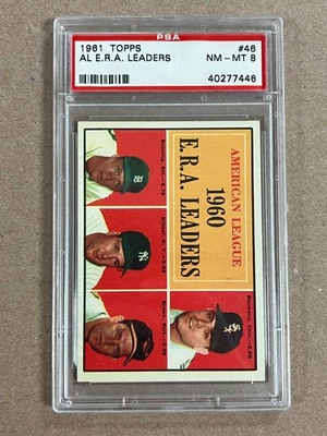 Topps E.R.A. 1961 Leaders Bunning #46 clasificación PSA 8 casi nuevo-como nuevo Foto 1 de 2
