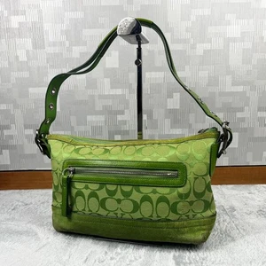 Bolso de Hombro COACH 9363 SOHO Bolso de Mano Lona Cuero Gamuza Firma Verde Usado - Imagen 1 de 11