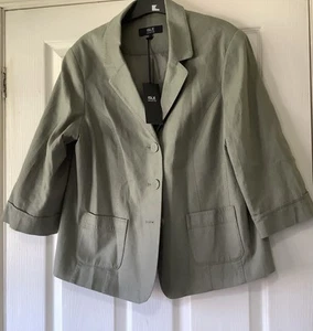 Isle Part Linen Sage Coloured 3/4 Sleeves New With Tags, Jacket Size 16. - Picture 1 of 6