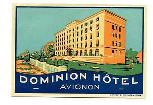 Vintage Hotel Luggage Label DOMINION HOTEL Avignon France - Picture 1 of 2