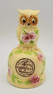 Vintage Souvenir Ceramic Owl Bell Nashville TN Off-White Ivory 1970's Cute - Picture 1 of 3