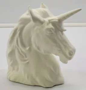 N) Vintage White Unicorn Head Bust Heavy Resin Tabletop Figure - Picture 1 of 12