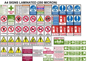 HEALTH AND SAFETY COSHH A4 LAMINATED BUSINESS SIGNS WORK SHOP OFFICE FACTORY - Picture 1 of 59