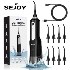 Cordless Water Flosser Dental Oral Irrigator Teeth Cleaner Floss 8 Jet Tip BLK - Picture 1 of 12