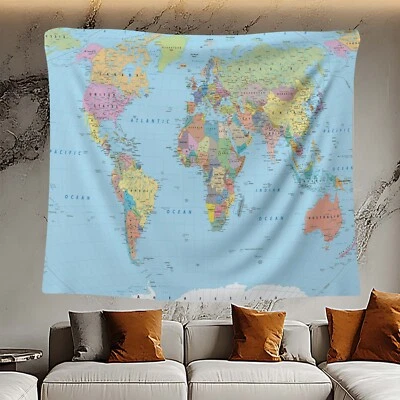 Tapiz Mapa del Mundo, Colgante de Pared Grande, Decoración de Viaje, Póster Educativo, Foto 1 de 4