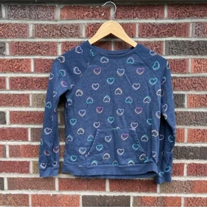 jumping beans Navy Blue and Rainbow Heart Patterned Softest Fleece Sweatshirt - Picture 1 of 3