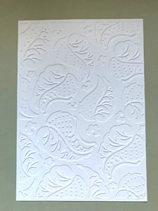 Embossed Card / Topper. LEAF design  White  x 4 ...300gsm. ...(L) - Picture 1 of 1