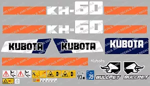 Kubota KH60 Mini Bagger Komplette Aufkleber Satz mit Sicherheit Warnzeichen - Bild 1 von 1