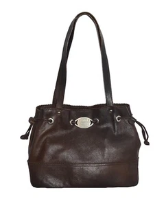 Furla Kordelzug Beuteltasche Damen Schultertasche braun weiches Leder Handtasche Geldbeutel - Bild 1 von 6