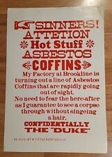 Vintage Sinners Hot Stuff Asbestos Coffins Poster Print Brookline Ma
