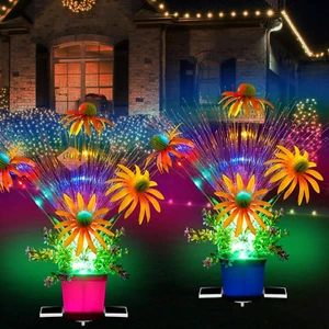 Solar Garden Potted Flower Lights Solar Lights Outdoor Waterproof Two Solar Pane - Picture 1 of 12