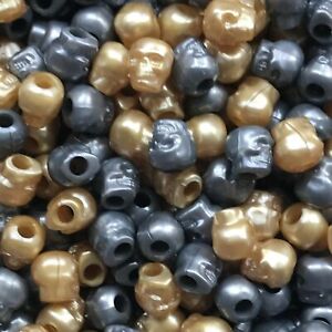 Skull Beads Gold Silver Mix Pearl Large Hole Pony Beads Made in USA