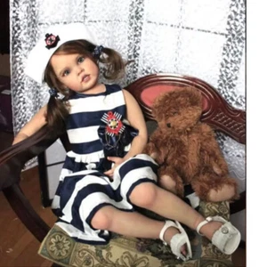 Bambole Reborn 32 pollici rifinite bambina due code di cavallo acconciatura regali - Foto 1 di 4