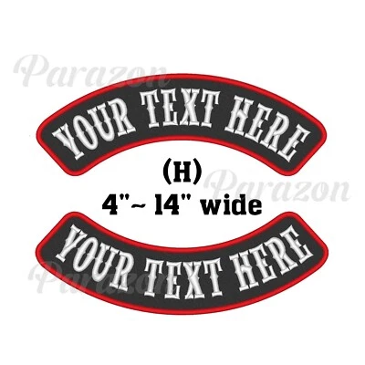 Custom Embroidered Top and Bottom Rocker Motorcycle Biker Sew on Patch (H) - Image 1 of 4