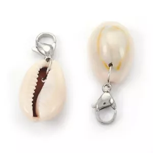 Charm Clip-On Cowrie Shell Bracciale Collana Cerniera Portachiavi Marcatori Punto - Foto 1 di 2