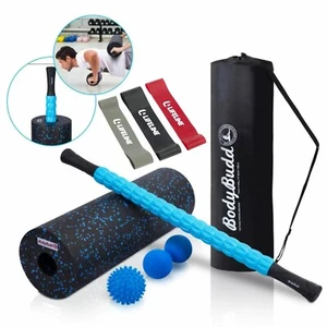 BodyBudd 18" Foam Roller Set with Muscle Roller Stick, Large Peanut Ball & Firm - Picture 1 of 7