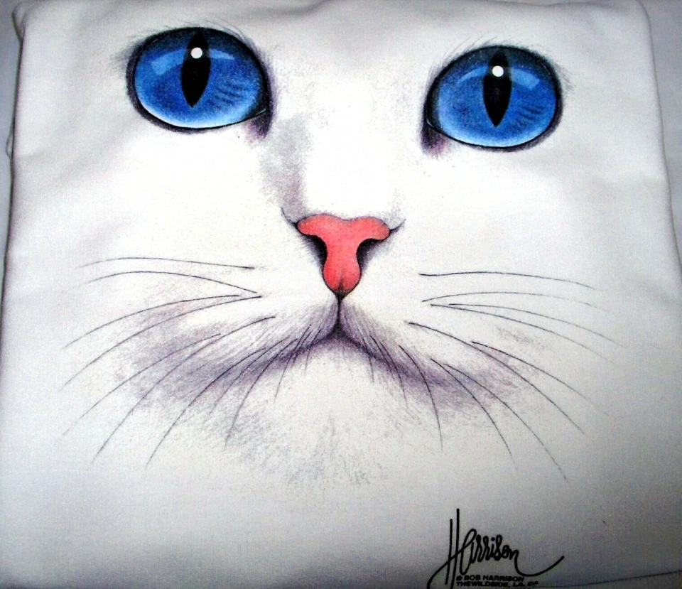 Sudadera polar cuello redondo "Cat Face - Blue Eyes" - Gildan (blanco) Foto 1 de 1