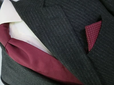 Calvin Klein Italy black label SaintAndrews wool cashmere chalk stripe suit 44 L - Image 1 of 4