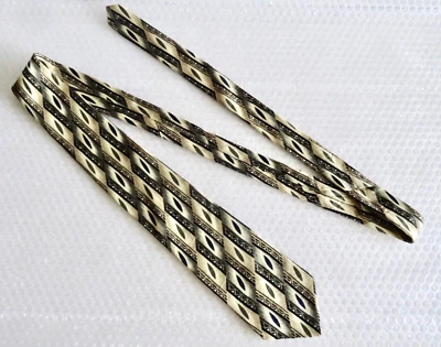 男式 领带 复古 路易斯 FERAUD 100% 进口丝绸几何图案 XLNG neocurio — 第 1/4 张图片