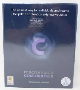 Macromedia C contribute 2 Educational Version Windows XP Mac OS X New Sealed - Picture 1 of 4