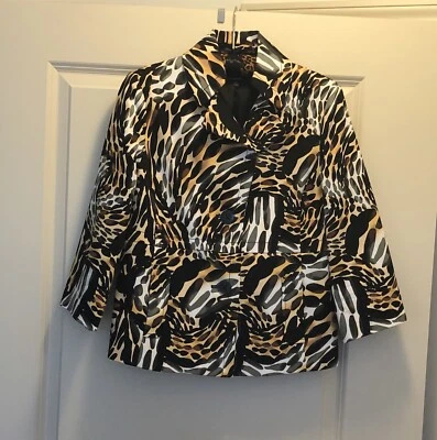 Chaqueta Blazer Rafaella Forrada Estampado Animal con Bolsillos - ¡PRÍSTINA! Talla pequeña Foto 1 de 4