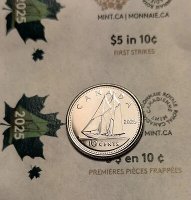 Canada 2025 UNC 10 cents, dime Charles III, first strike roll.  Bluenose sailing - Image 1 of 4