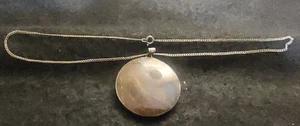 Nice Vintage Sterling Silver Necklace With Polished Scenic Stone Pendant Stamped - Picture 1 of 11