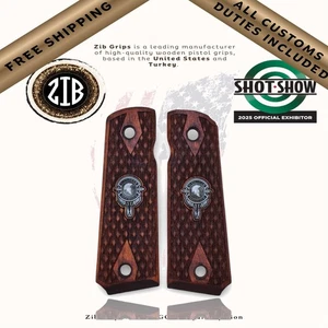 Zib Grips Wooden Series Pistol Grips for Colt 1911, Metal Medallion Logo - Imagen 1 de 7